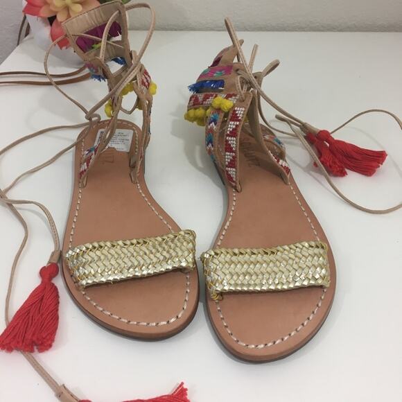 NWT Schutz strappy Lannister embroidered sandals